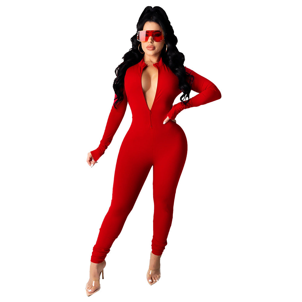 Long-Sleeved Sexy Slim Ladies Leggings All-In-One Pants
