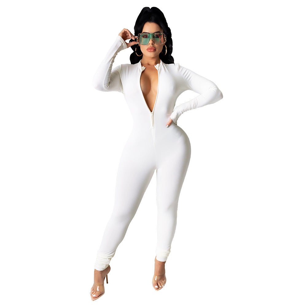 Long-Sleeved Sexy Slim Ladies Leggings All-In-One Pants