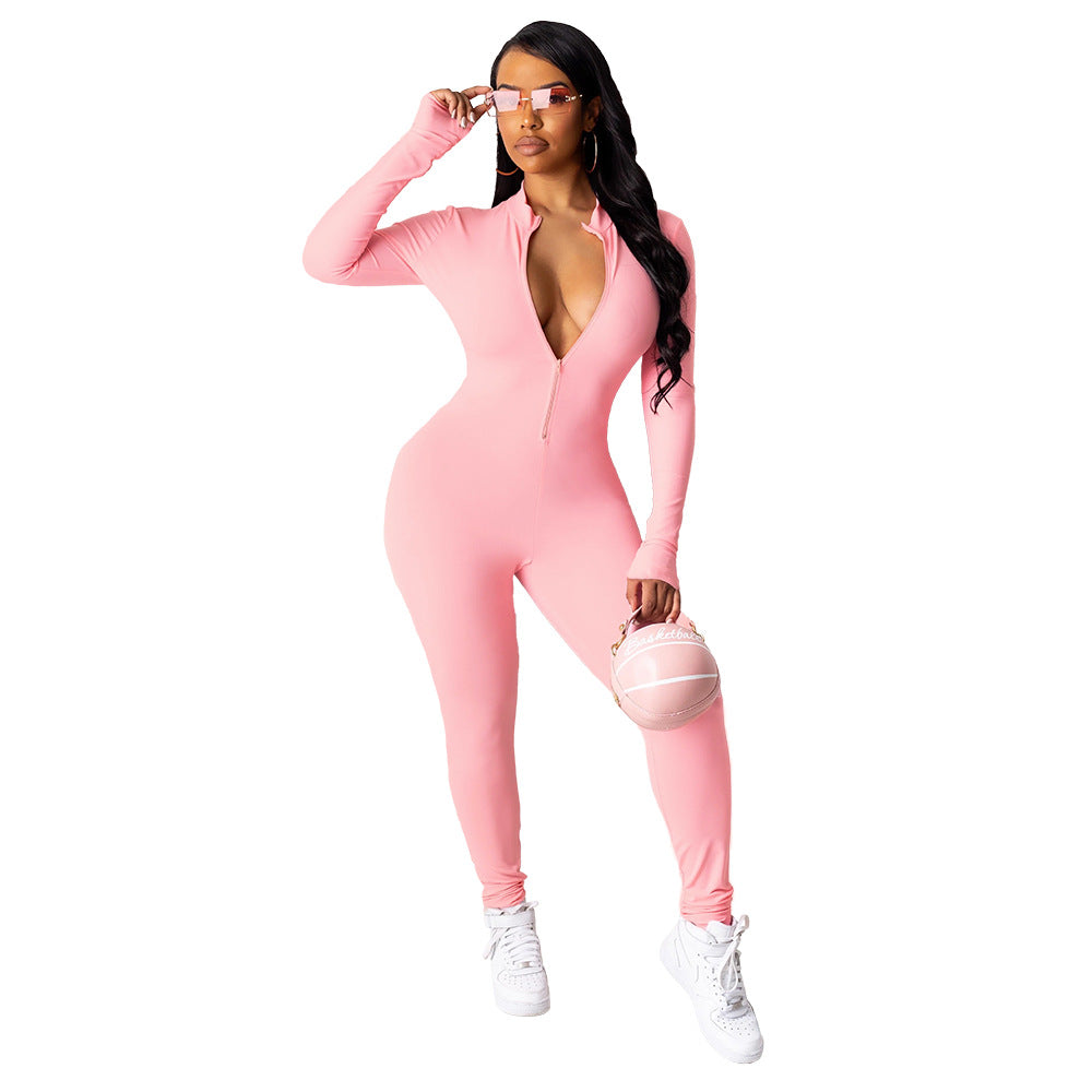 Long-Sleeved Sexy Slim Ladies Leggings All-In-One Pants