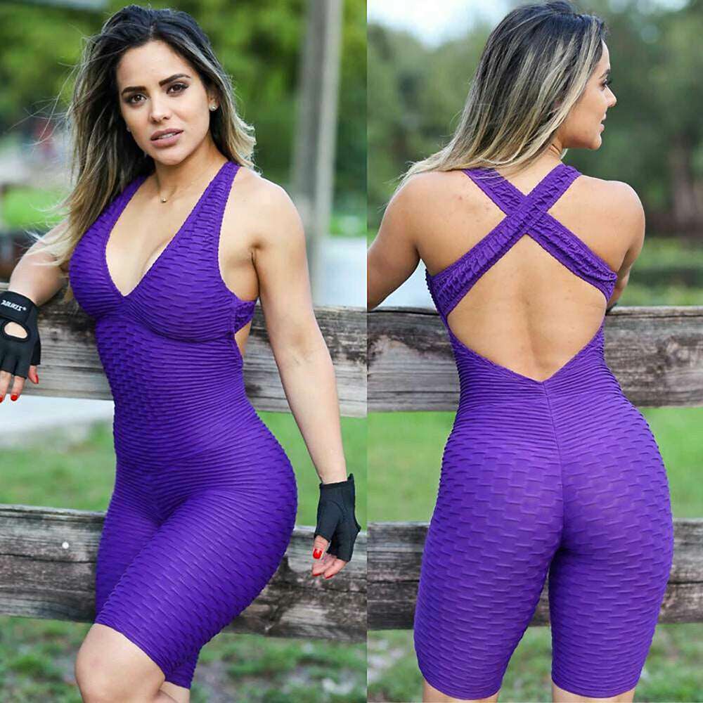 One Piece Gym Wear | Backless One-Piece Yoga Pants | Legsgofashions