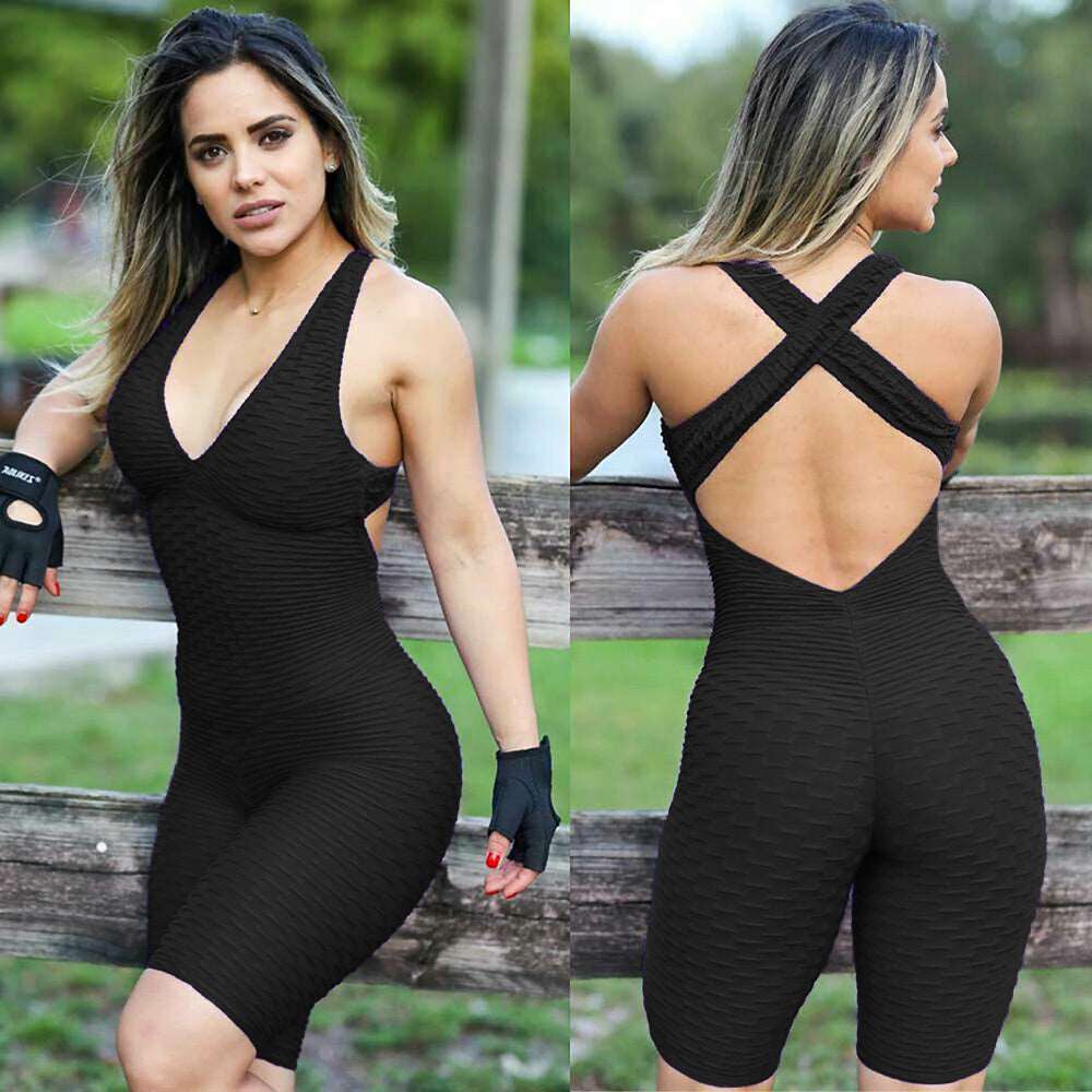 One Piece Gym Wear | Backless One-Piece Yoga Pants | Legsgofashions