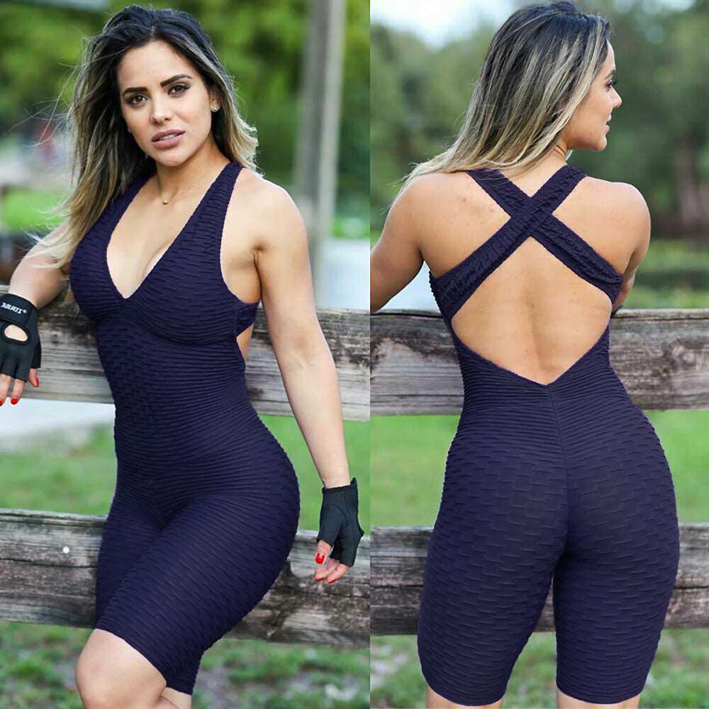 One Piece Gym Wear | Backless One-Piece Yoga Pants | Legsgofashions