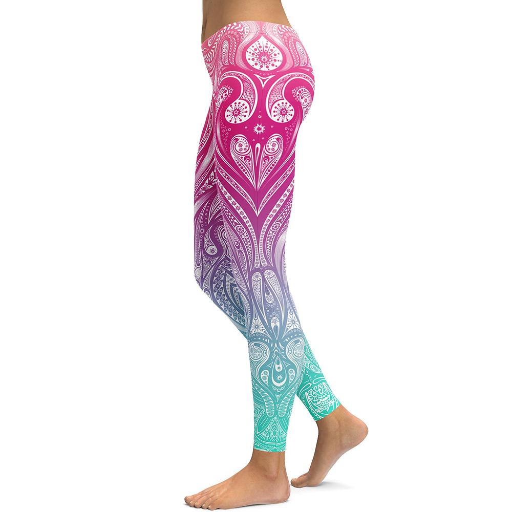 Pink+Turquoise Mandala Weave Yoga/Workout Leggings PINK+TURQUOISE MANDALA WEAVE YOGA/WORKOUT LEGGINGS