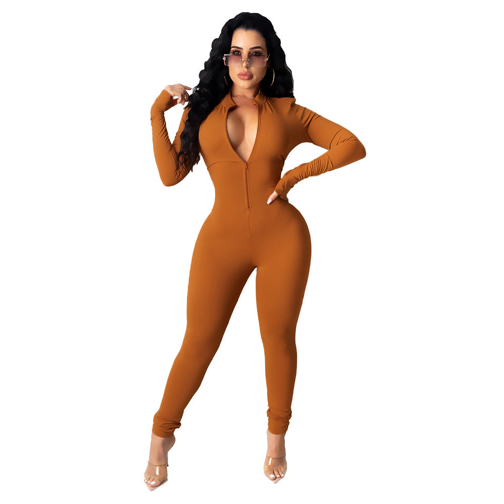 Long-Sleeved Sexy Slim Ladies Leggings All-In-One Pants