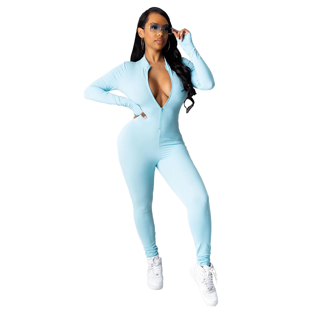 Long-Sleeved Sexy Slim Ladies Leggings All-In-One Pants