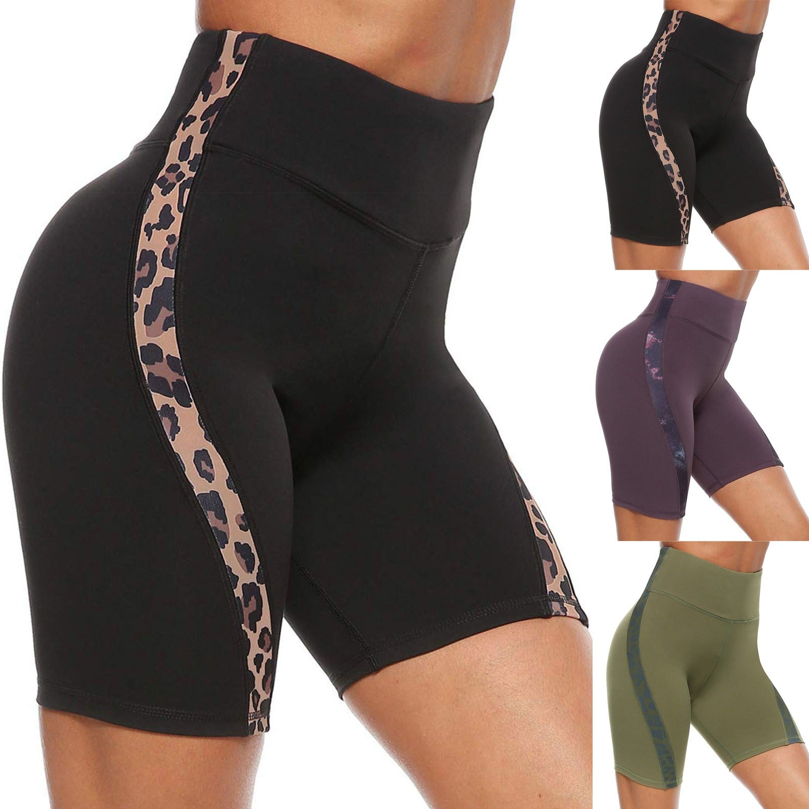 Leopard Stitching Yoga Pants Leggings Shorts Women LEOPARD STITCHING YOGA PANTS LEGGINGS SHORTS WOMEN