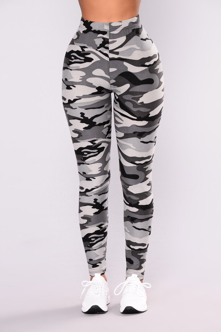 Camouflage Printed Grey Casual Legging Pants - Legsgofashions