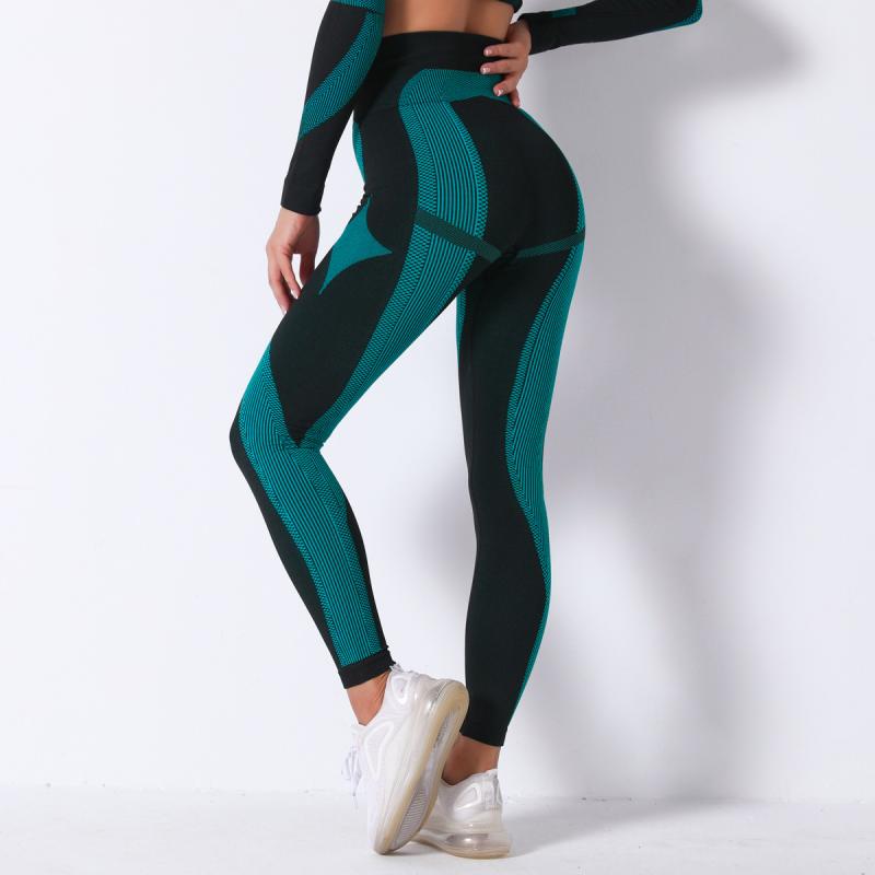 Women Stripe Yoga Pants Autumn Spring Sport Leggings Fitness High Waist Push Up GYM - Legsgofashions