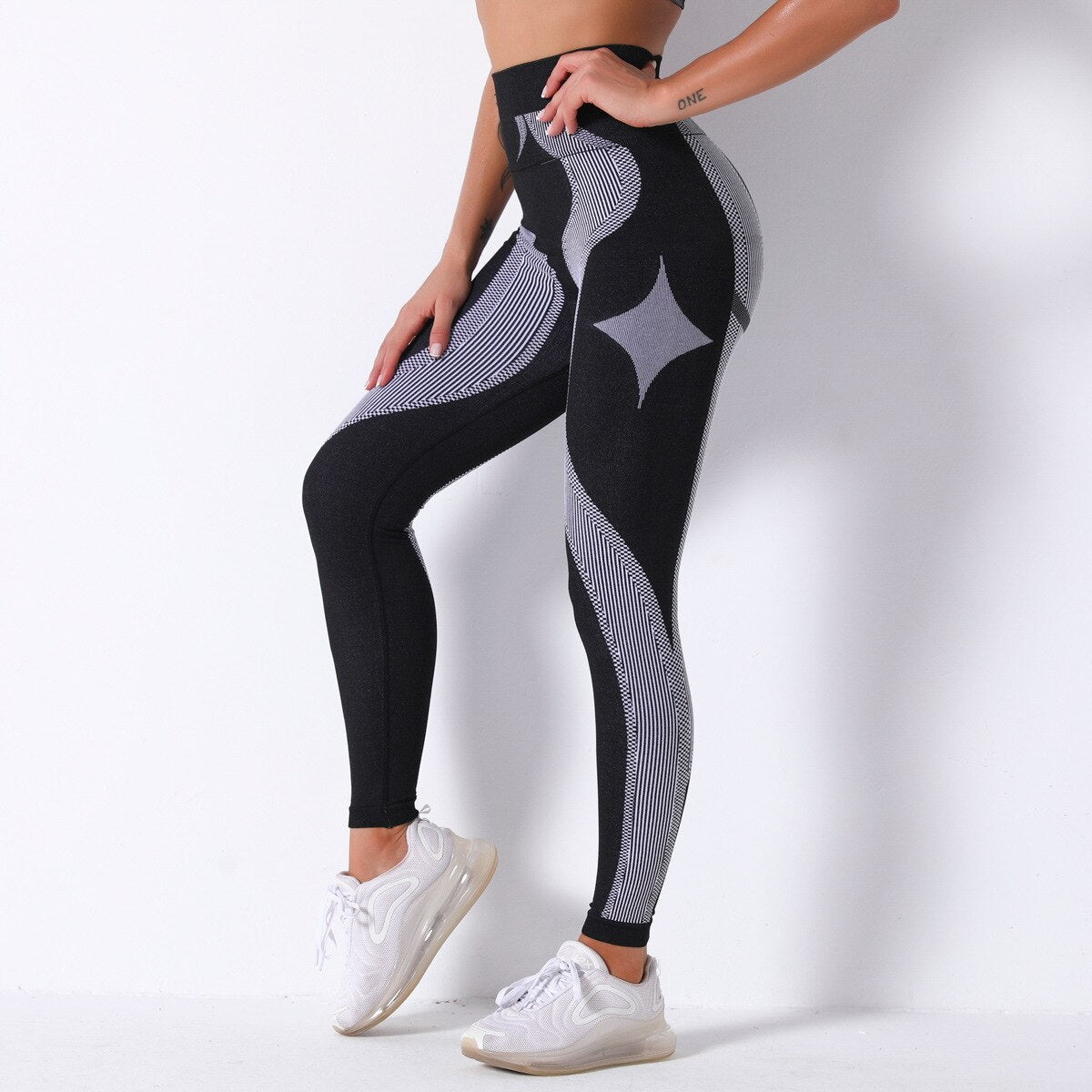 Women Stripe Yoga Pants Autumn Spring Sport Leggings Fitness High Waist Push Up GYM - Legsgofashions